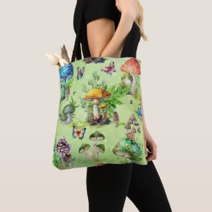 Whimsical Waterverf Mushroom Garden Draagtas