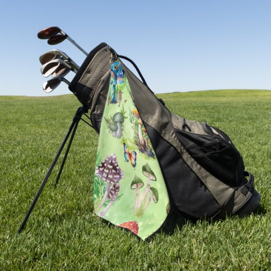 Whimsical Waterverf Mushroom Garden Golfhanddoek (Groen)