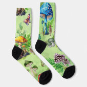Whimsical Waterverf Mushroom Garden Sokken (Rechts)