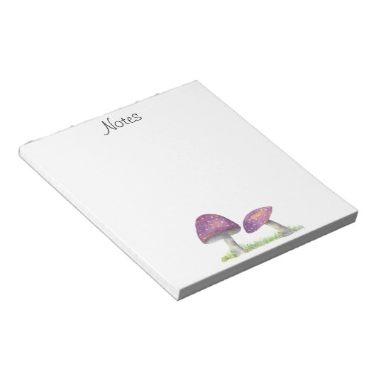 Whimsical Waterverf Mushroom Notepad Notitieblok (Schuin)