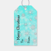 Whimsical Waterverf Owls and Snowflakes Kerstmis Cadeaulabel (Achterkant)