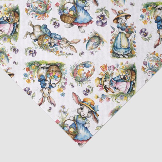 Whimsical  Waterverf Paashaas Patroon Tissuepapier (Detail)