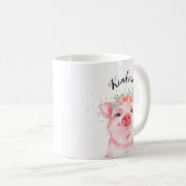 Whimsical Waterverf Pig Koffiemok (Voorkant rechts)