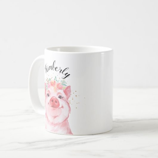 Whimsical Waterverf Pig Koffiemok (Voorkant links)