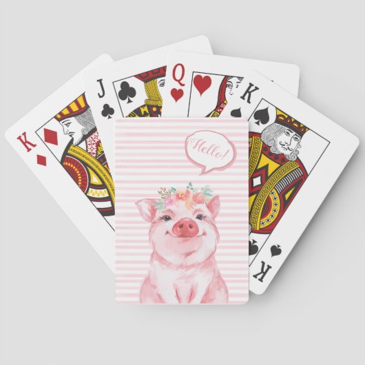 Whimsical Waterverf Pig Pokerkaarten (Achterkant)