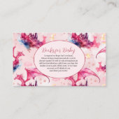Whimsical Waterverf Pink Dragon Books voor Baby Informatiekaartje (Voorkant)