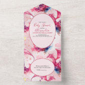 Whimsical Waterverf Roze Dragon Baby shower All In One Uitnodiging (Binnen)