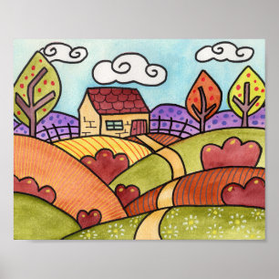 Whimsical Waterverf Scenery Poster