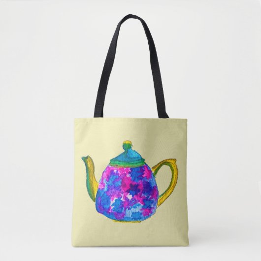 Whimsical waterverf teapot draagtas (Voorkant)