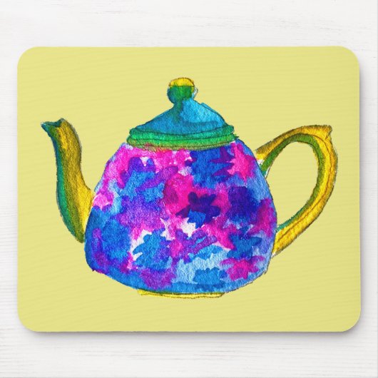 Whimsical waterverf teapot muismat (Voorkant)