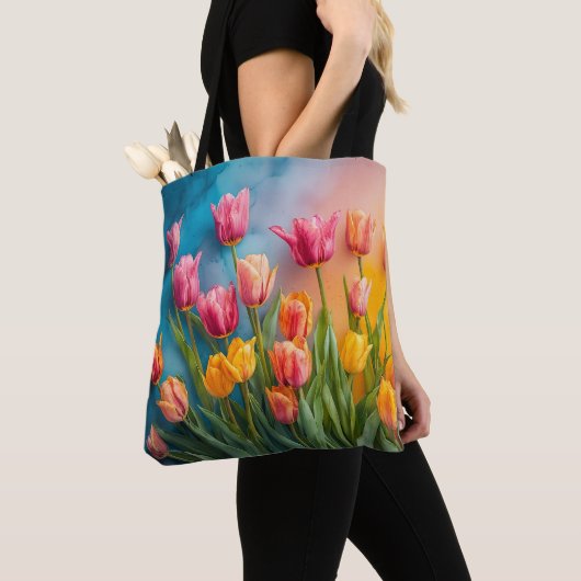 Whimsical waterverf tulpen Tas (Dichtbij)