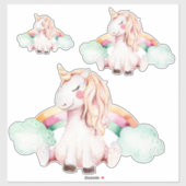 Whimsical Waterverf Unicorn Set Sticker (Vel)