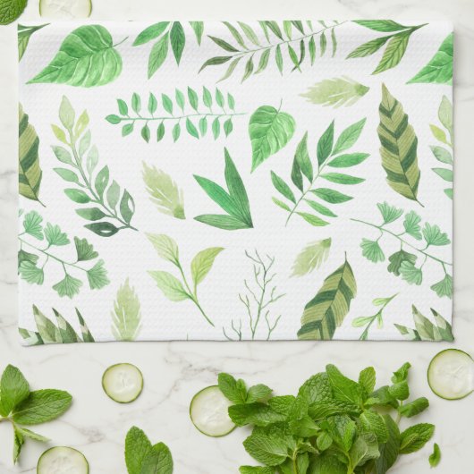 Whimsical Waterverf verliest Greenery | Theedoek (Gevouwen)