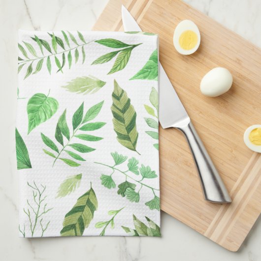 Whimsical Waterverf verliest Greenery | Theedoek (Quarter Fold)