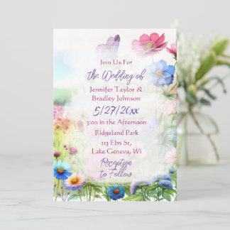 Whimsical Waterverf Vlinders Bloemenbruiloft Kaart