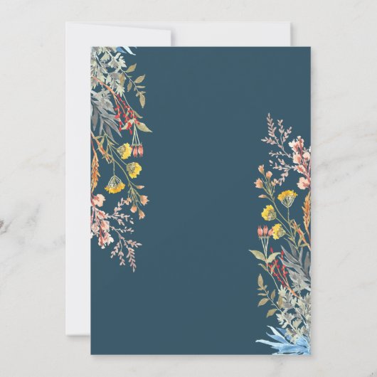 Whimsical Waterverf Wildflower bruiloft uitnodigin Kaart (Achterkant)