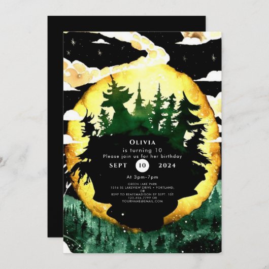 Whimsical Waterverf Woodland Birthday Kaart (Voorkant / Achterkant)