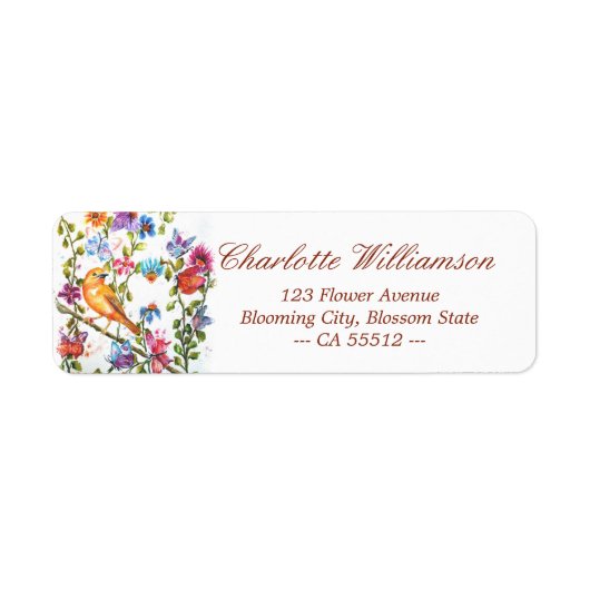 Whimsical Waterverf Yellow Bird Address Etiket (Voorkant)
