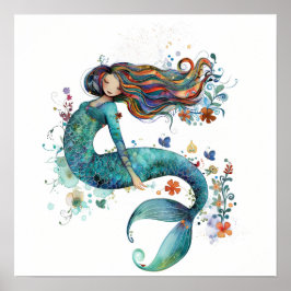 Whimsical Waterverf Zeemeermin Art Print