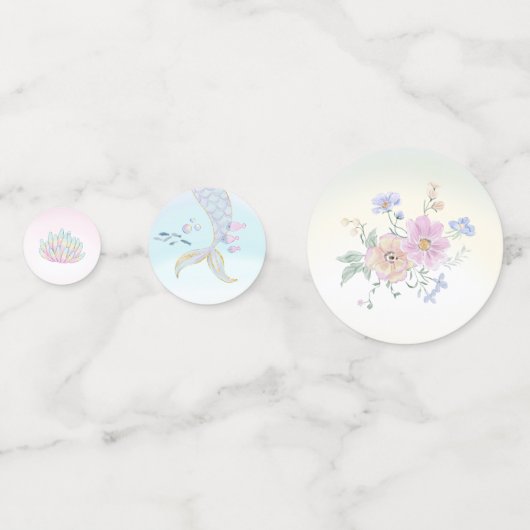 Whimsical Waterverf Zeemeermin Verjaardagsfeest Confetti (Achterkanten)