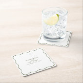 Whimsical Wavy Border Handgeschreven Modern Green Vierkante Kartonnen Onderzetter (Insitu)