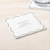 Whimsical Wavy Border Handgeschreven Modern Green Vierkante Kartonnen Onderzetter (Schuin)