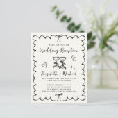 Whimsical Wavy Frame Wedding Reception Invitation (Staand voorkant)