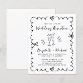 Whimsical Wavy Frame Wedding Reception Invitation (Voorkant / Achterkant)