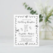 Whimsical Wavy Frame Wedding Reception Invitation (Staand voorkant)