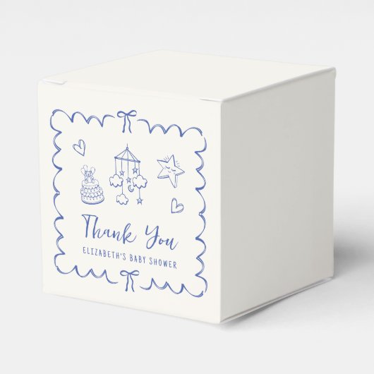 Whimsical Wavy Lijst Baby Boy Shower Bedankt Bedankdoosjes (Voorkant Zijde)