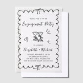 Whimsical Wavy Lijst Overlay Engagement Party Vellum Uitnodigingen (Offset)