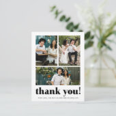Whimsical Wedding Bedankt Typografie Drie Foto Briefkaart (Staand voorkant)