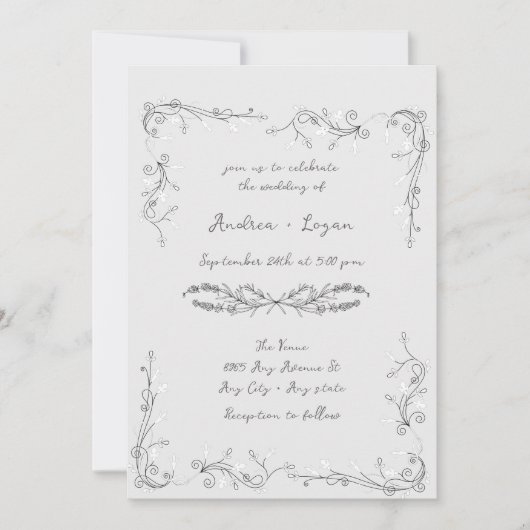 Whimsical  Wedding Dinner Kaart (Voorkant)