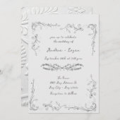 Whimsical  Wedding Dinner Kaart (Voorkant / Achterkant)