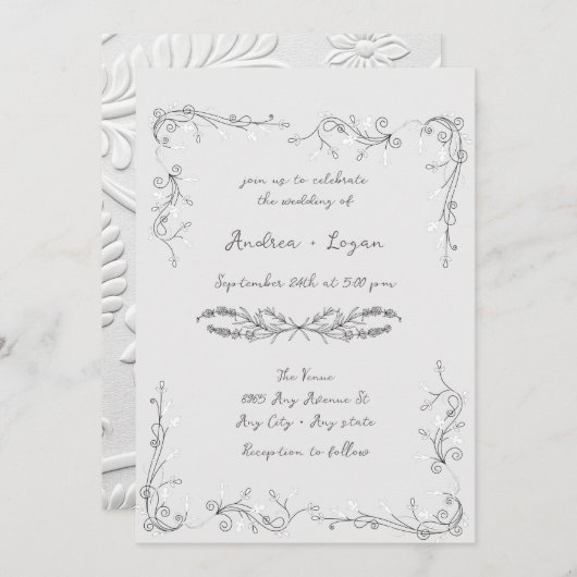 Whimsical  Wedding Dinner Kaart (Voorkant / Achterkant)