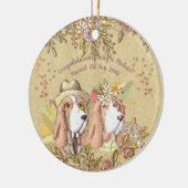 Whimsical Wedding Gift Basset Hound bruid bruidego Keramisch Ornament (Links)