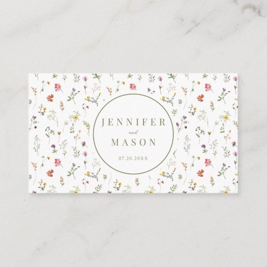 Whimsical weidebloem bruiloft RSVP QR-codekaarten Informatiekaartje (Achterkant)