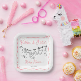 Whimsical Welkom Baby shower waslijn Papieren Bordje