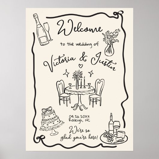 Whimsical Welkom Huwelijk golvend lijst boog Poster (Voorkant)