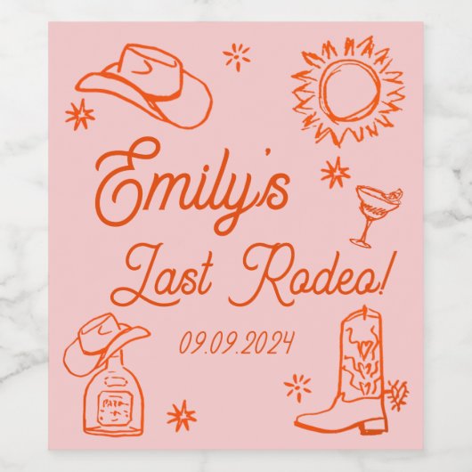Whimsical Westerne Cocktail Bachelorette Weekend Wijn Etiket (Enkel label)