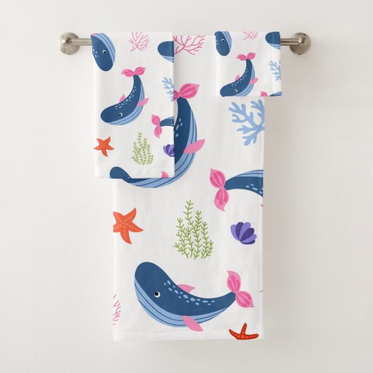 Whimsical Whales and Coral Seamless Pattern (En situation)