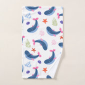 Whimsical Whales and Coral Seamless Pattern (Serviette à main)