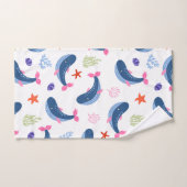 Whimsical Whales and Coral Seamless Pattern (Serviette à main)