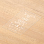 Whimsical White Champagne Tower Bewaar de datum Acryl Uitnodigingen (Laagn)