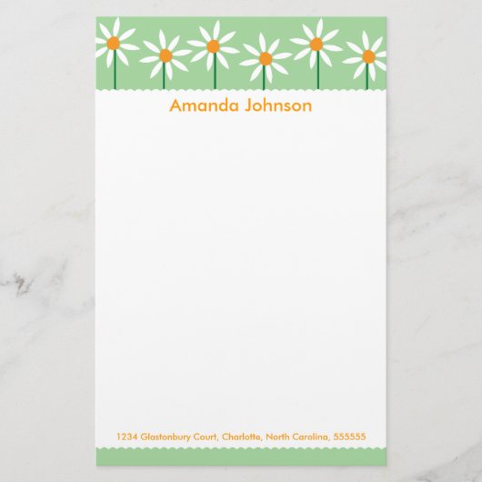 Whimsical White Daisies Specialized Stationery Briefpapier (Voorkant)