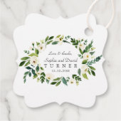 Whimsical White Floral Wreath Handwriting Weddensc Bedankjes Labels (Achterkant)