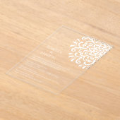 Whimsical White Flourish Wedding Acryl Uitnodigingen (Laagn)