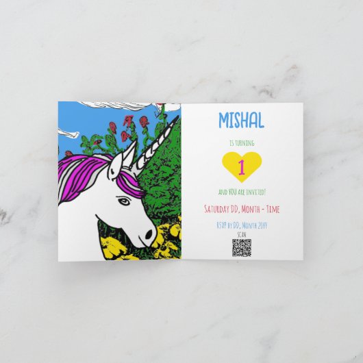 Whimsical White Paarse Verjaardag Eenhoorn (Binnen)