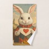 Whimsical White Rabbit Hearts Enchanted Wonderland Bad Handdoek (Handdoek)