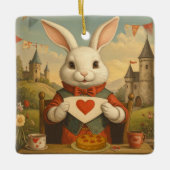 Whimsical White Rabbit Hearts Enchanted Wonderland Keramisch Ornament (Voorkant)